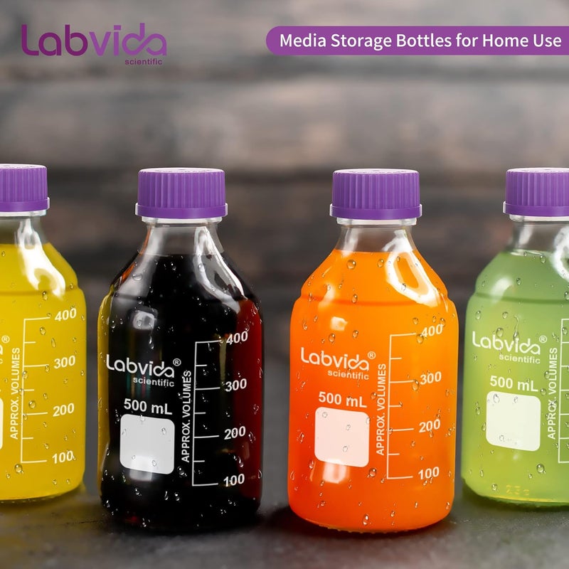 Labvida 1 pc of 1000mL Round Media Storage Bottles, with GL45 Screw Cap in Purple, 3.3 Borosilicate Reagent Bottles for Labs, Schools and Home Use Glass Bottles, LVAD007 - Image 2